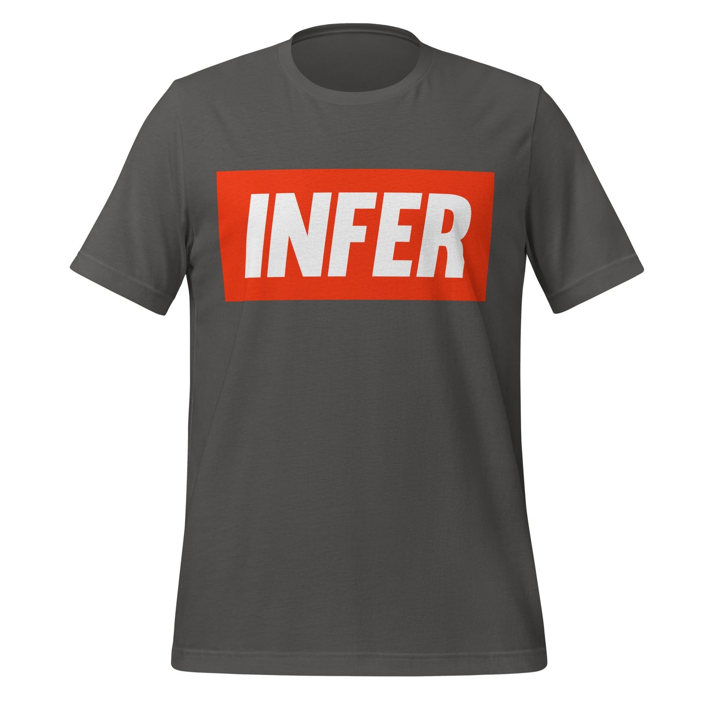 Product mockup photo of the INFER T Shirt (unisex) Asphalt / M.