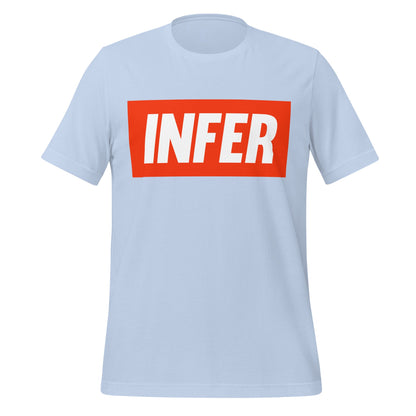 Product mockup photo of the INFER T Shirt (unisex) Baby Blue / M.