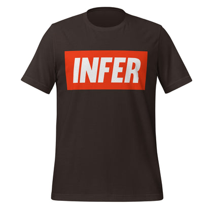 Product mockup photo of the INFER T Shirt (unisex) Brown / M.