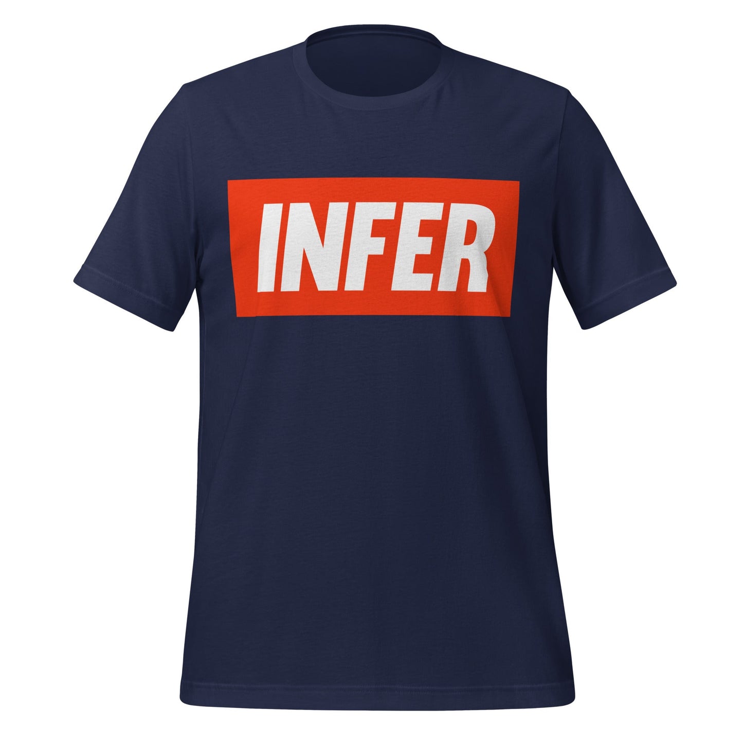 Product mockup photo of the INFER T Shirt (unisex) Navy / M.