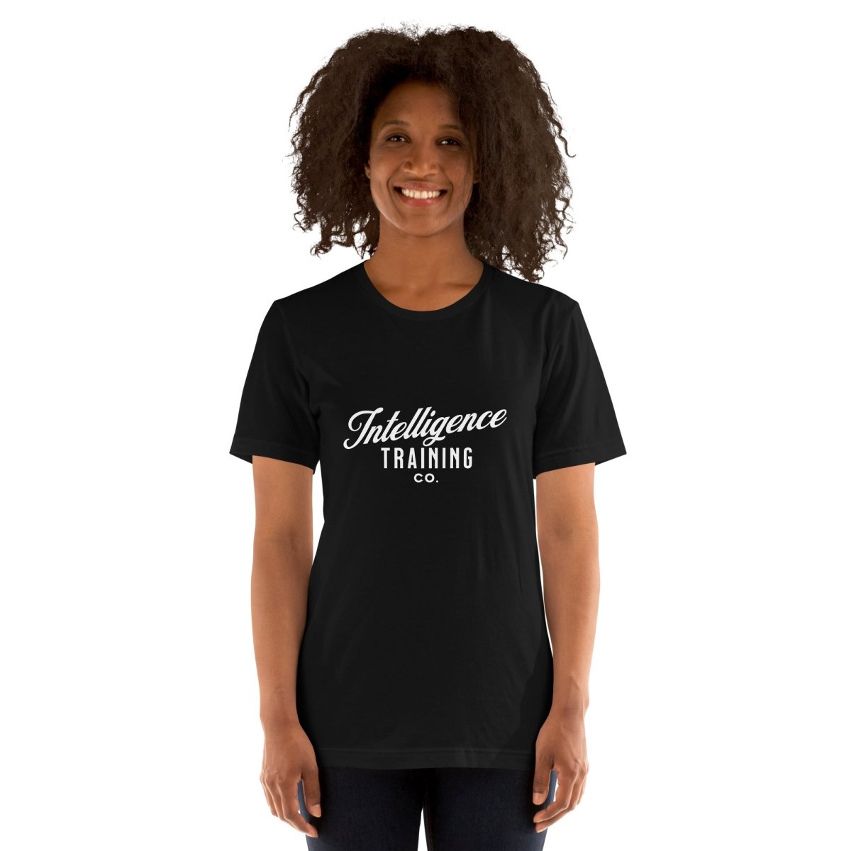 Product mockup photo of the Intelligence Training Co. T Shirt (unisex).