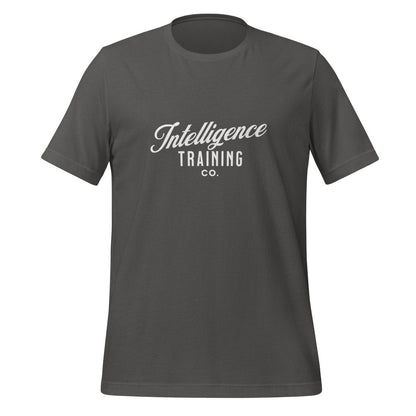 Product mockup photo of the Intelligence Training Co. T Shirt (unisex) Asphalt / M.