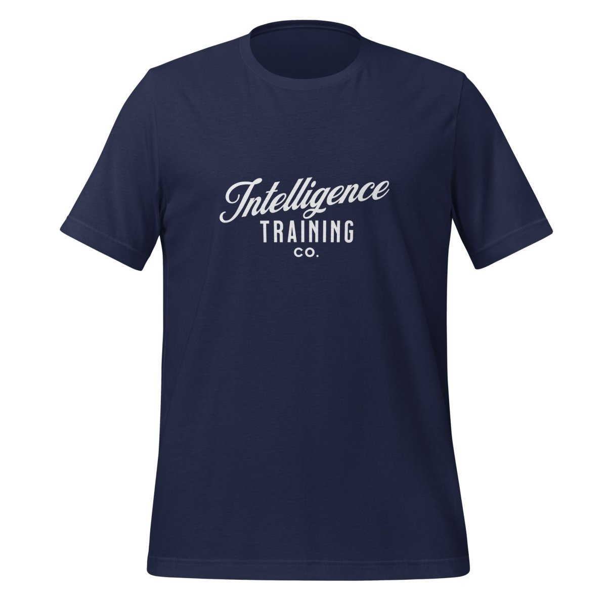Product mockup photo of the Intelligence Training Co. T Shirt (unisex) Navy / M.