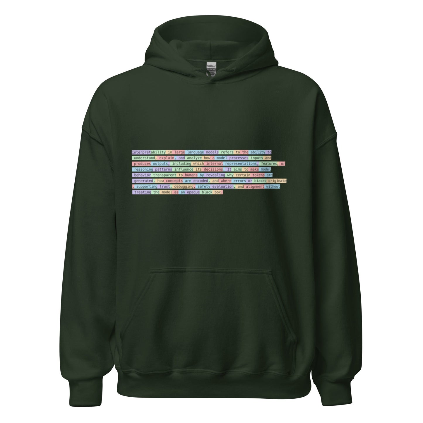 Image of the Interpretability Hoodie (unisex) Forest Green / S.