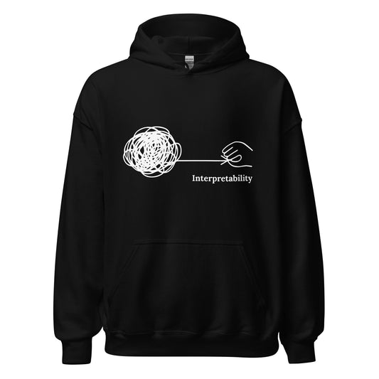 Image of the Interpretability in White Hoodie (unisex) Black / M.