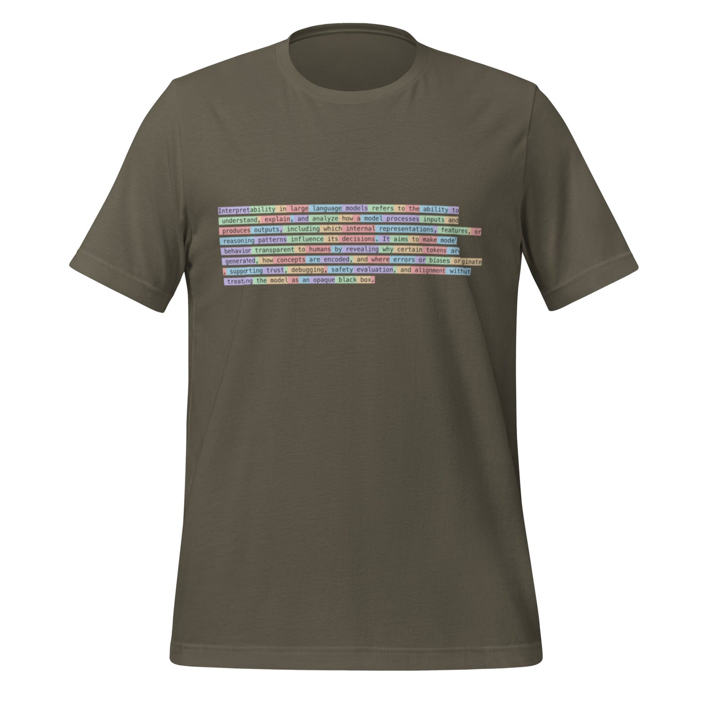 Image of the Tokenized Definition of Interpretability T-Shirt (unisex) Army / M.