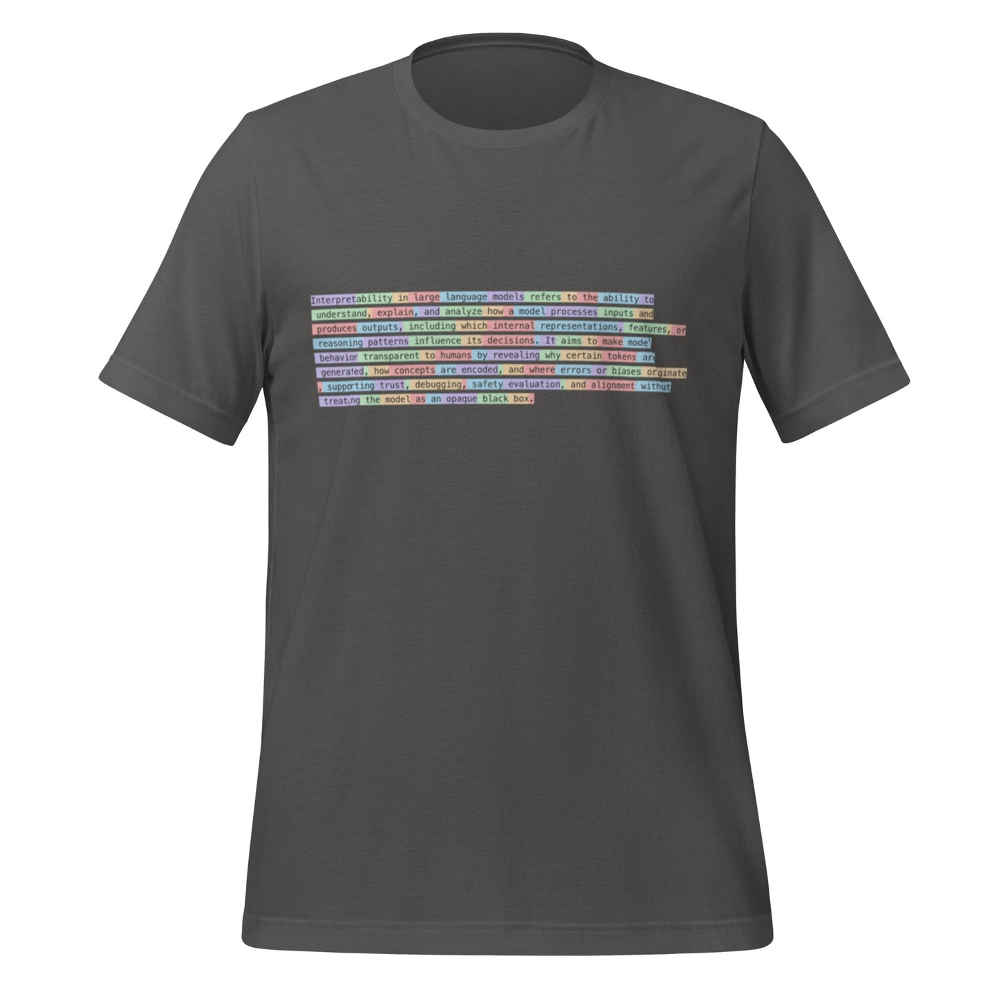 Image of the Tokenized Definition of Interpretability T-Shirt (unisex) Asphalt / M.