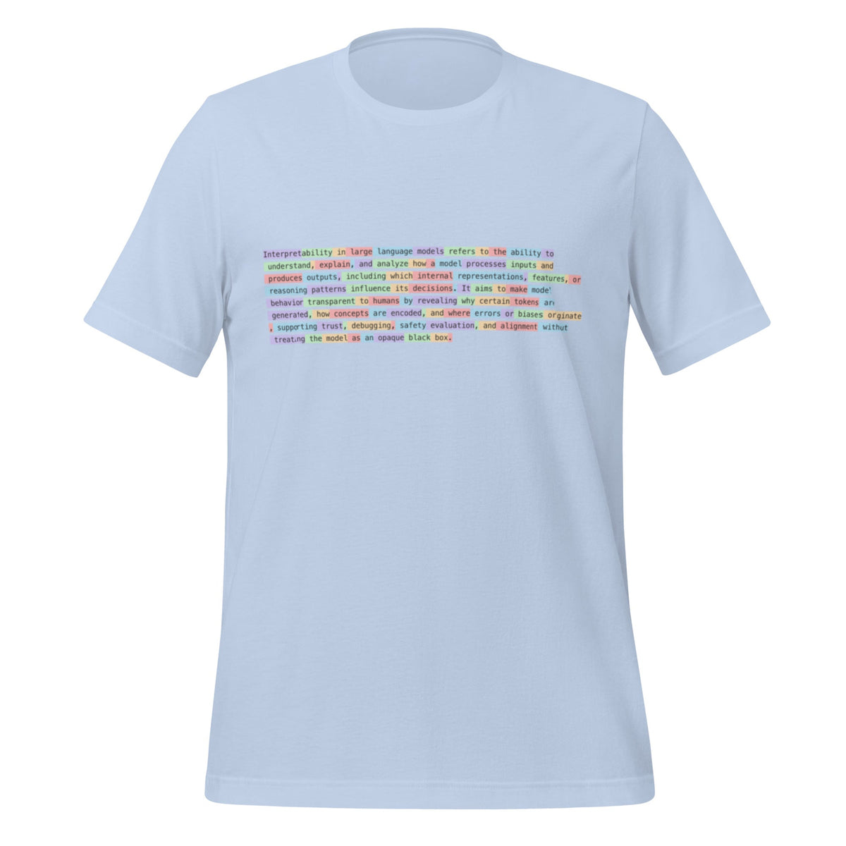 Image of the Tokenized Definition of Interpretability T-Shirt (unisex) Baby Blue / M.
