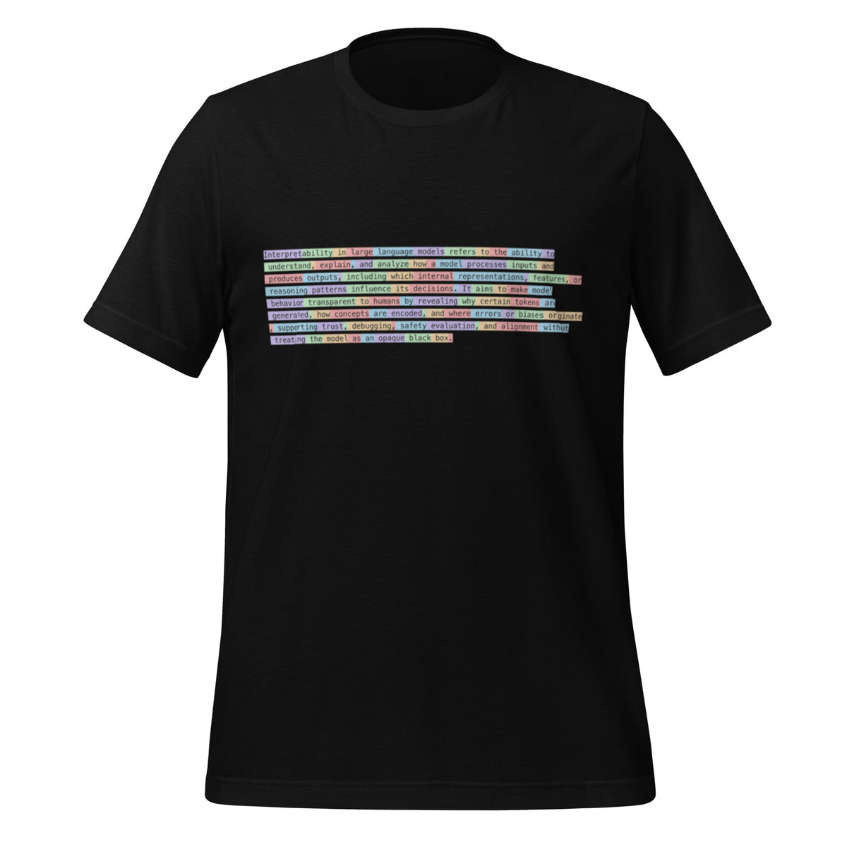 Image of the Tokenized Definition of Interpretability T-Shirt (unisex) Black / M.