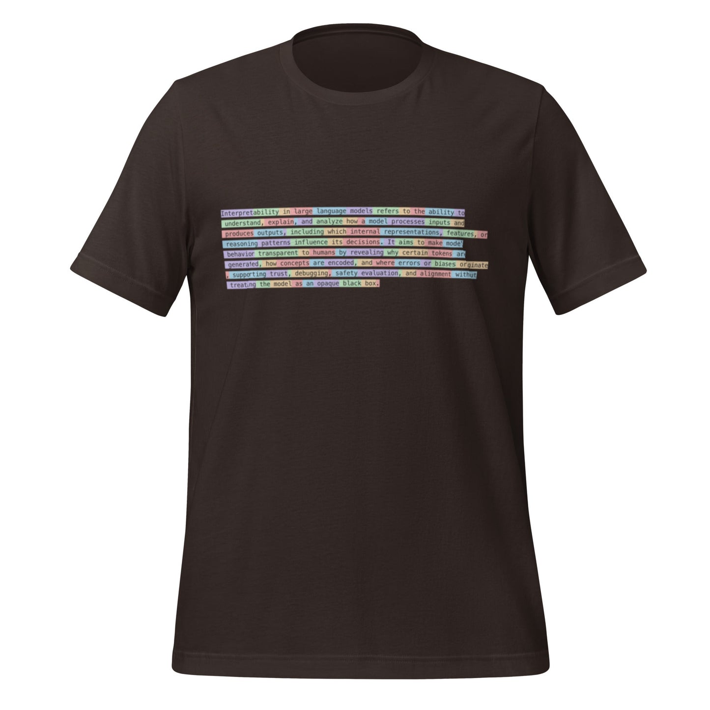 Image of the Tokenized Definition of Interpretability T-Shirt (unisex) Brown / M.