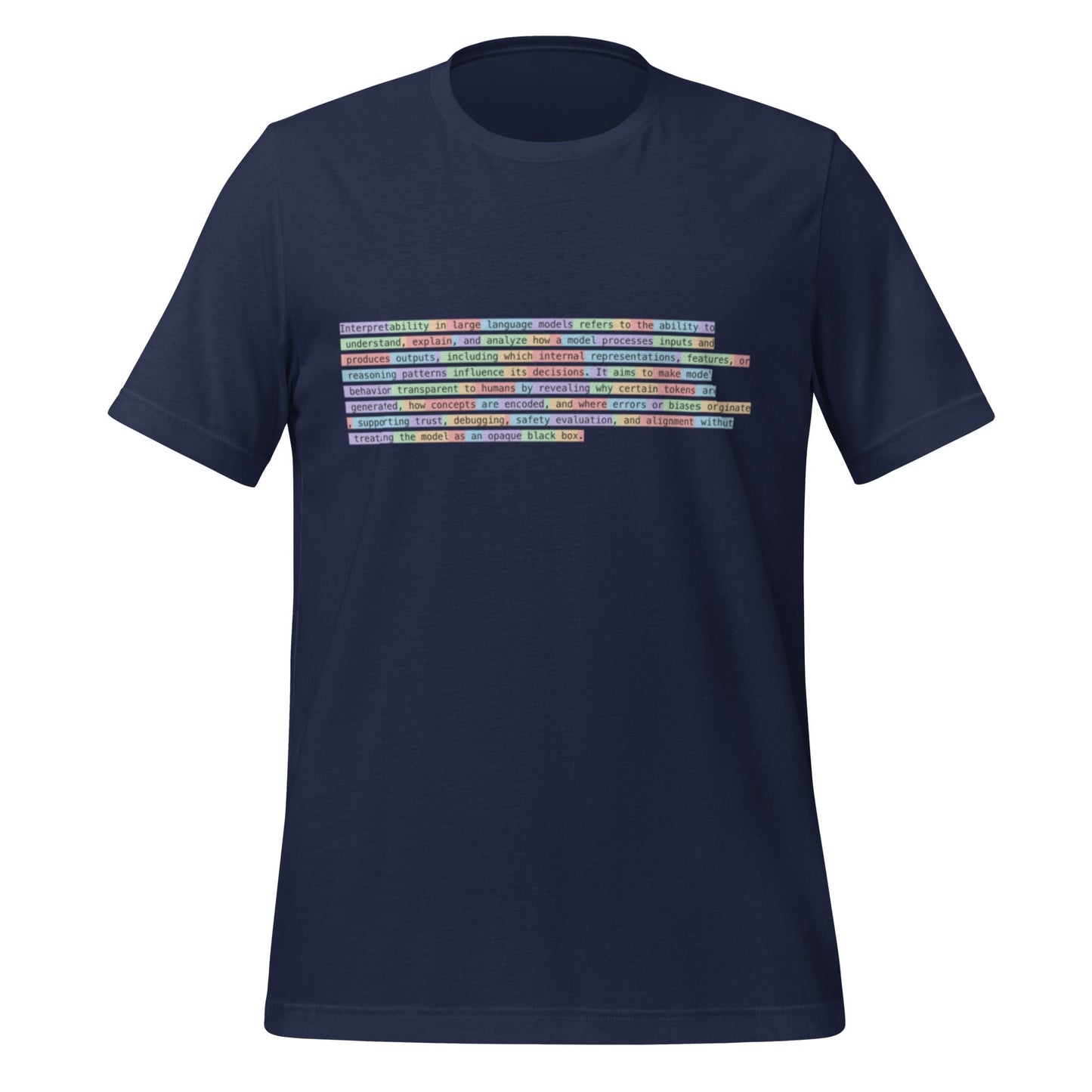 Image of the Tokenized Definition of Interpretability T-Shirt (unisex) Navy / M.