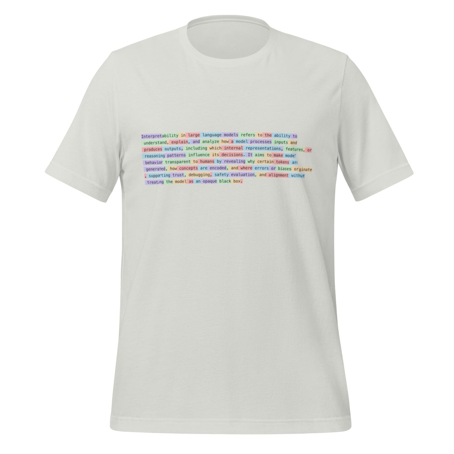 Image of the Tokenized Definition of Interpretability T-Shirt (unisex) Silver / M.