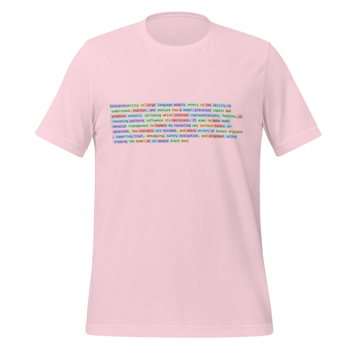 Image of the Tokenized Definition of Interpretability T-Shirt (unisex) Soft Pink / M.
