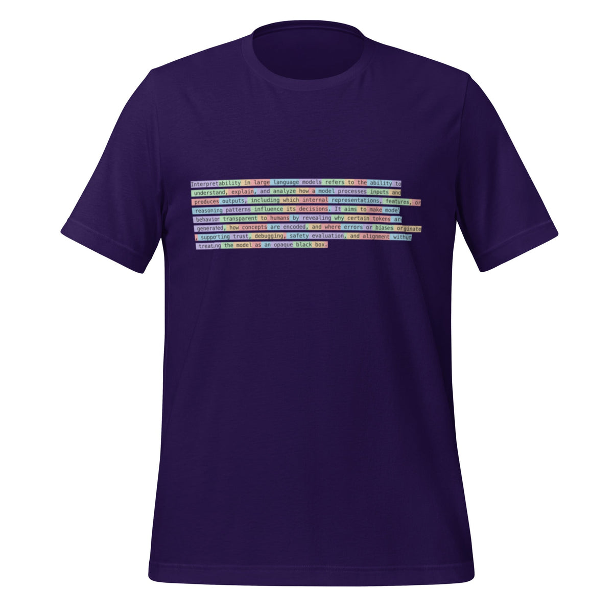 Image of the Tokenized Definition of Interpretability T-Shirt (unisex) Team Purple / M.