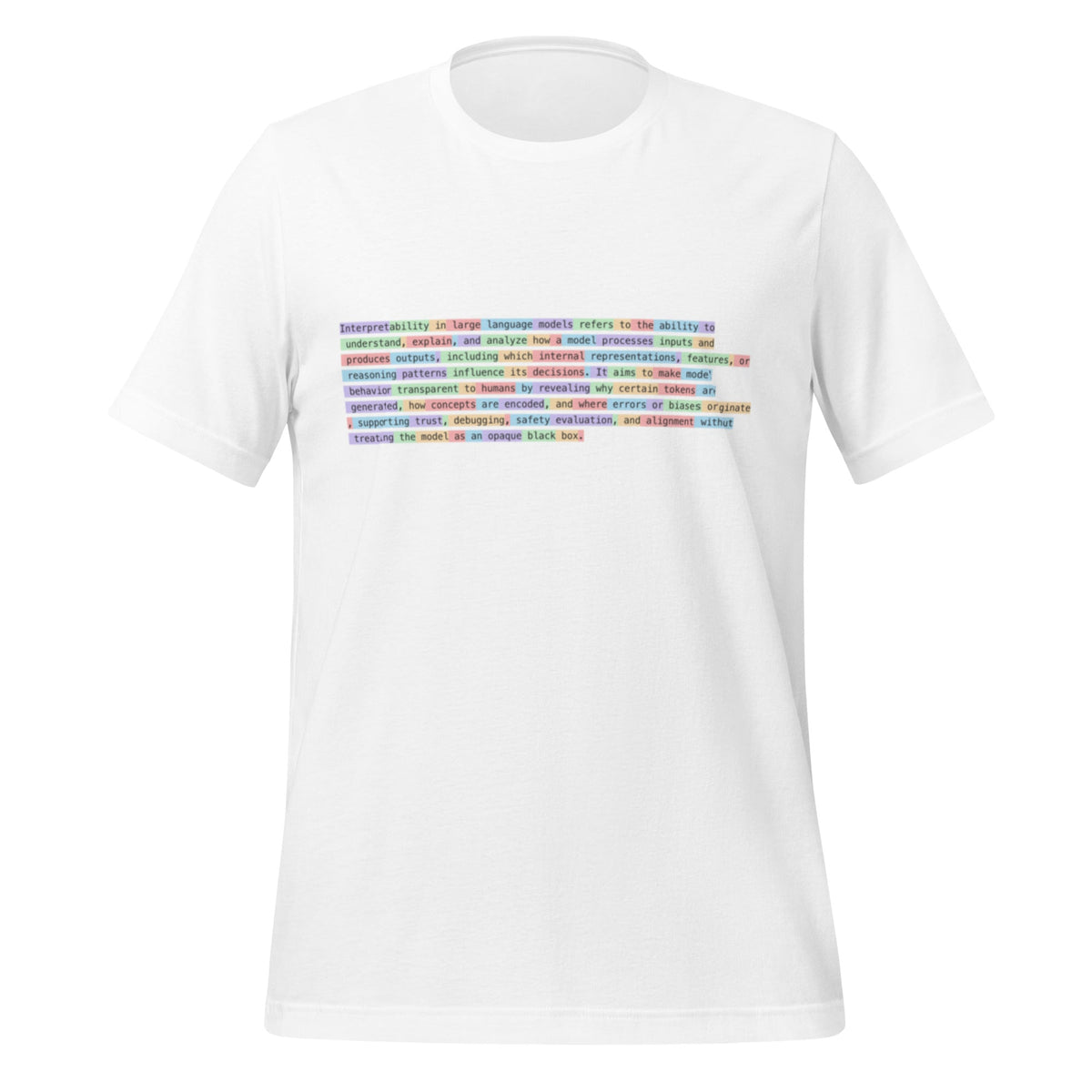 Image of the Tokenized Definition of Interpretability T-Shirt (unisex) White / M.