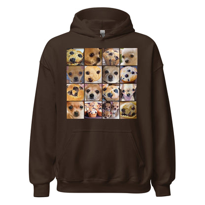Image of the Is it a Blueberry Muffin or is it a Chihuahua? Hoodie (unisex) Dark Chocolate / M.