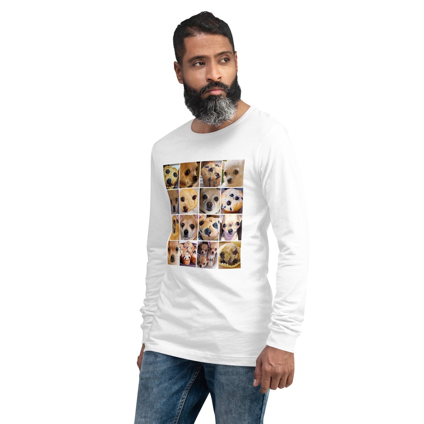 Image of the Is it a Blueberry Muffin or is it a Chihuahua? Long Sleeve T-Shirt (unisex).