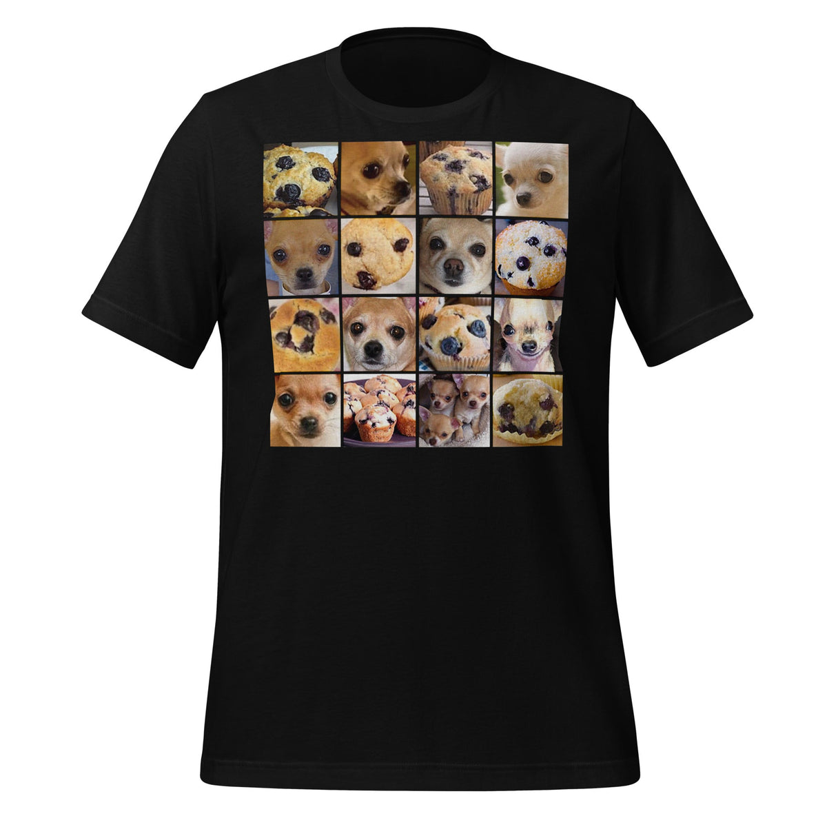 Image of the Is it a Blueberry Muffin or is it a Chihuahua? T-Shirt (unisex) Black / M.