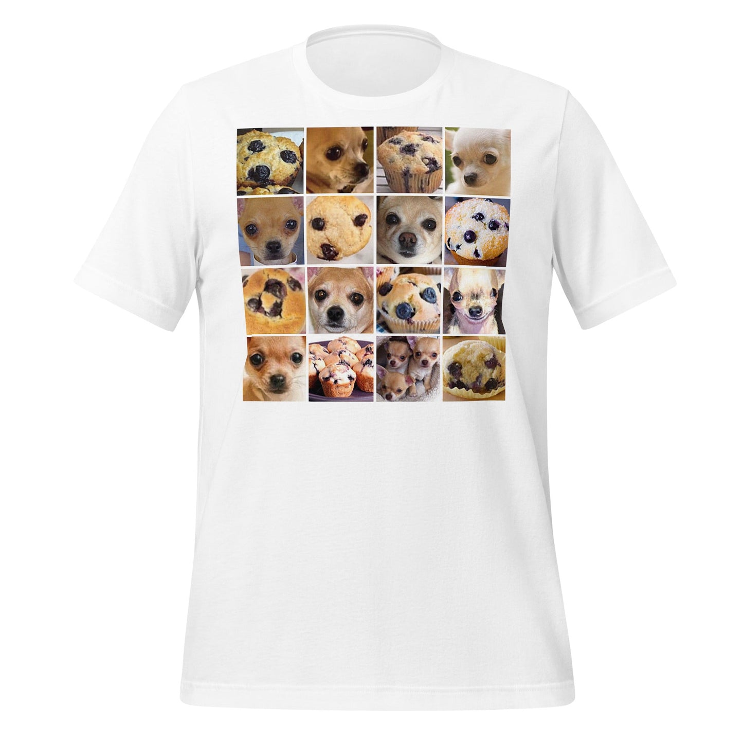 Image of the Is it a Blueberry Muffin or is it a Chihuahua? T-Shirt (unisex) White / M.