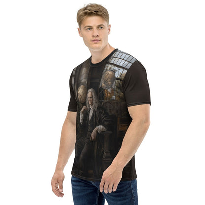 Product mockup photo of the Isaac Newton T Shirt (men).