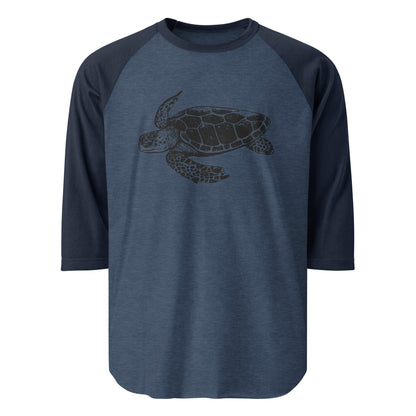Image of the Jakub’s GPT-5 Launch Turtle 3/4 Sleeve T-Shirt Heather Denim/Navy / M.