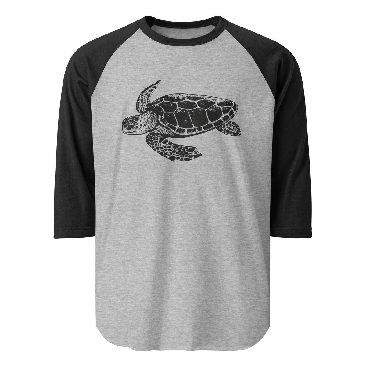 Image of the Jakub’s GPT-5 Launch Turtle 3/4 Sleeve T-Shirt Heather Grey/Black / M.