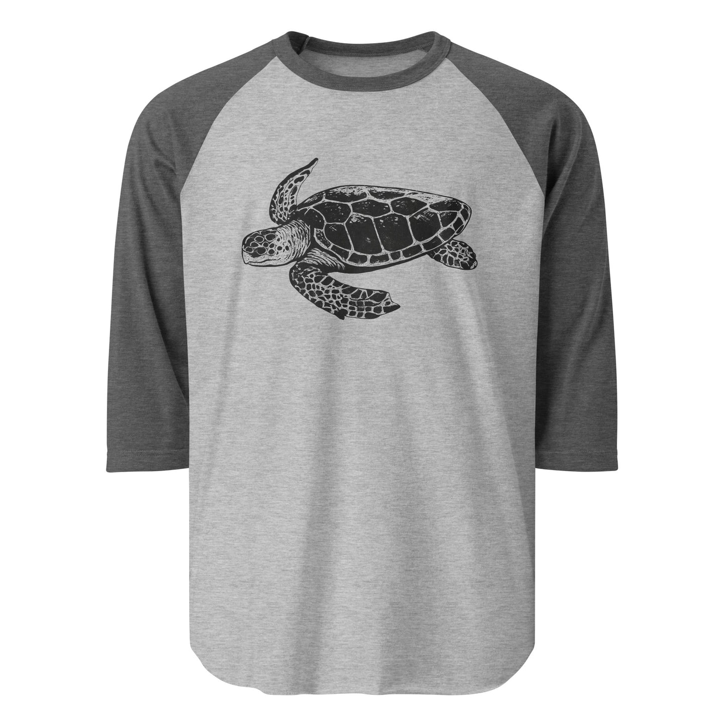 Image of the Jakub’s GPT-5 Launch Turtle 3/4 Sleeve T-Shirt Heather Grey/Heather Charcoal / M.