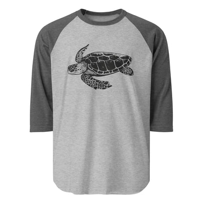 Image of the Jakub’s GPT-5 Launch Turtle 3/4 Sleeve T-Shirt Heather Grey/Heather Charcoal / M.