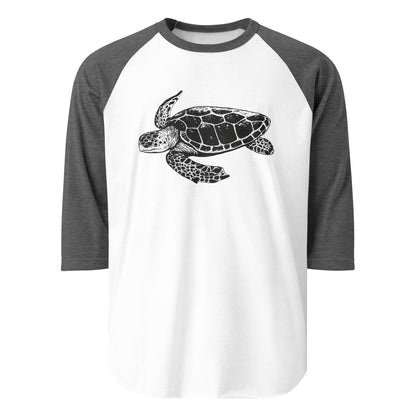 Image of the Jakub’s GPT-5 Launch Turtle 3/4 Sleeve T-Shirt White/Heather Charcoal / M.