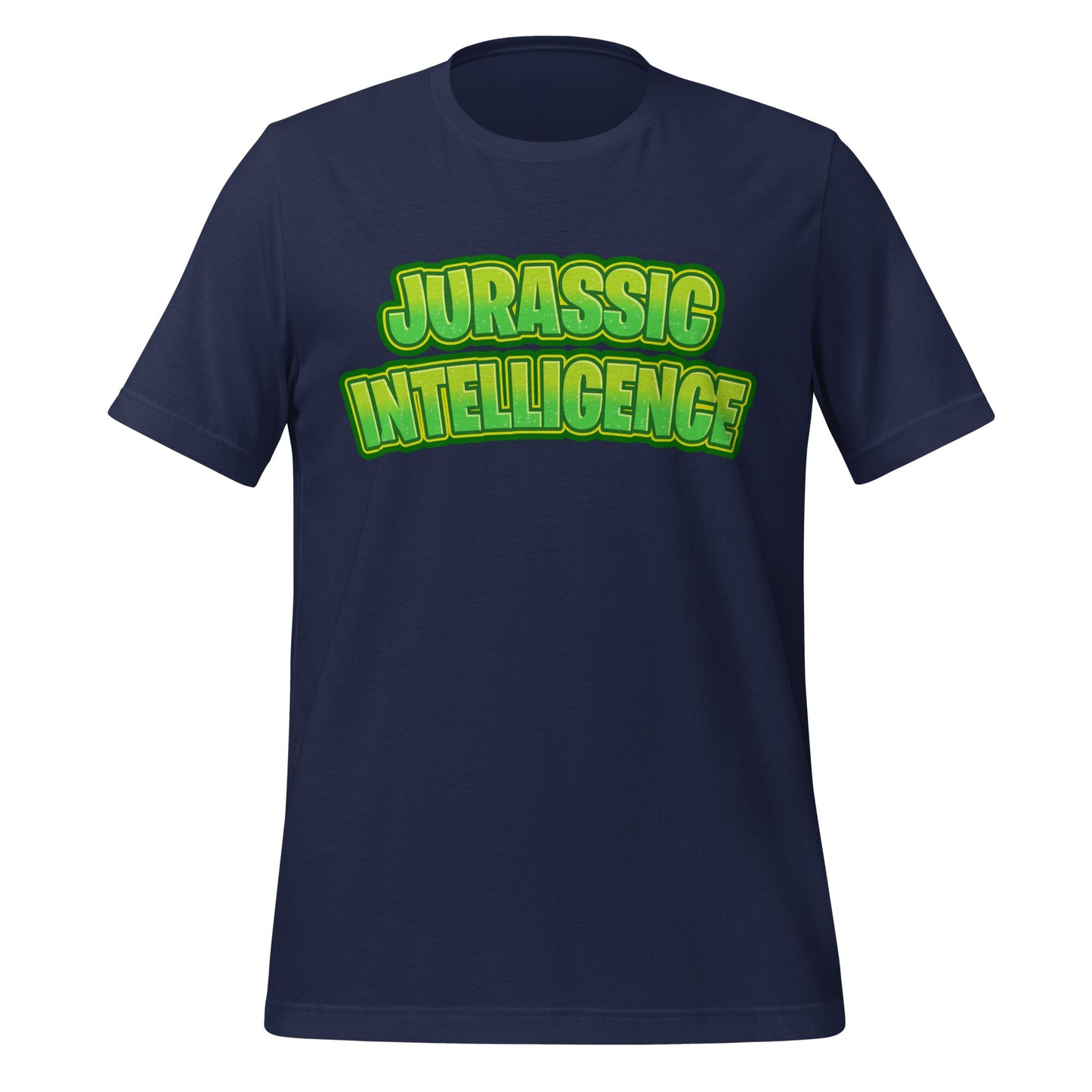 Image of the JURASSIC INTELLIGENCE T-Shirt (unisex) Navy / XS.