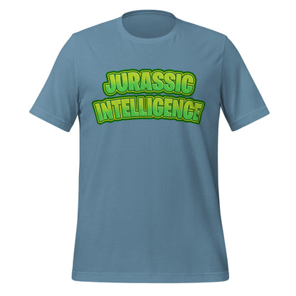 Image of the JURASSIC INTELLIGENCE T-Shirt (unisex) Steel Blue / XS.