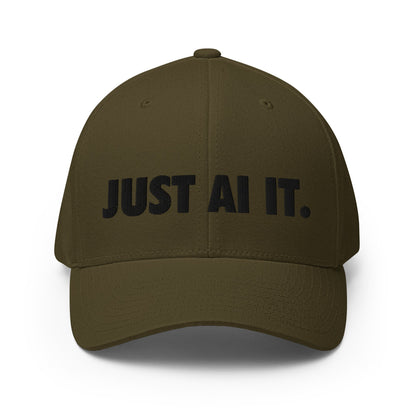 Image of the JUST AI IT. Closed-Back Baseball Cap Olive / S/M.
