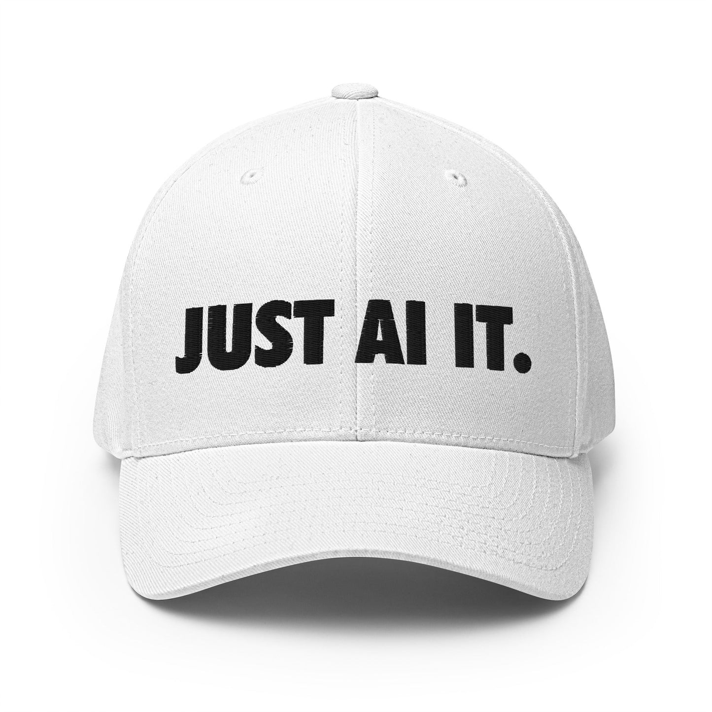 Image of the JUST AI IT. Closed-Back Baseball Cap White / S/M.