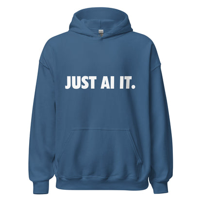 Image of the JUST AI IT. Hoodie (unisex) Indigo Blue / M.