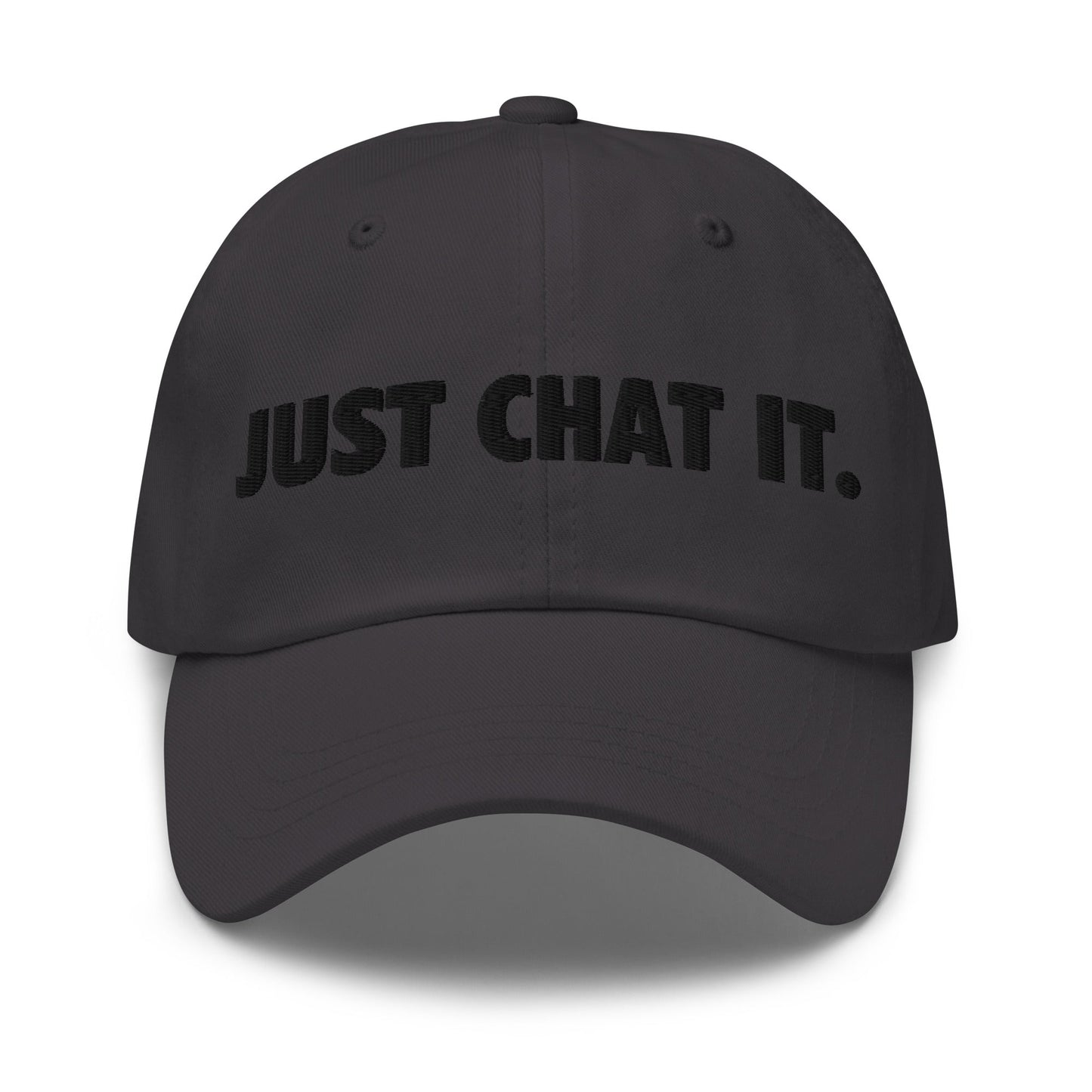 Image of the JUST CHAT IT. Cap 2 Dark Grey.