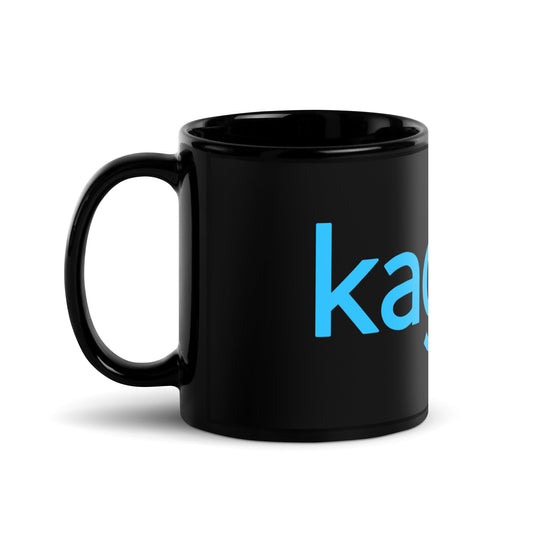 Image of the Kaggle Logo on Black Glossy Mug.