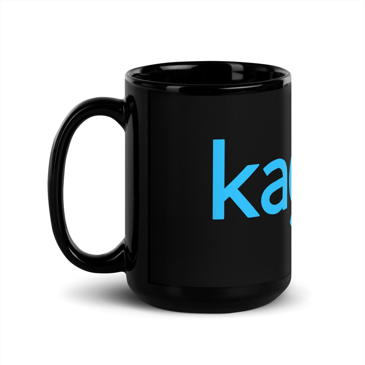 Image of the Kaggle Logo on Black Glossy Mug.