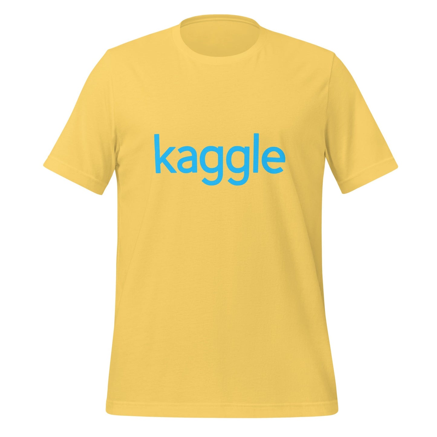 Product mockup photo of the Kaggle Logo T Shirt (unisex) Yellow / M.