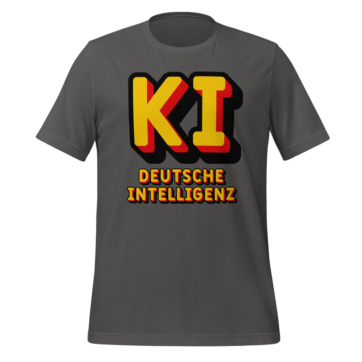 Product mockup photo of the KI Deutsche Intelligenz T Shirt (unisex) Asphalt / M.