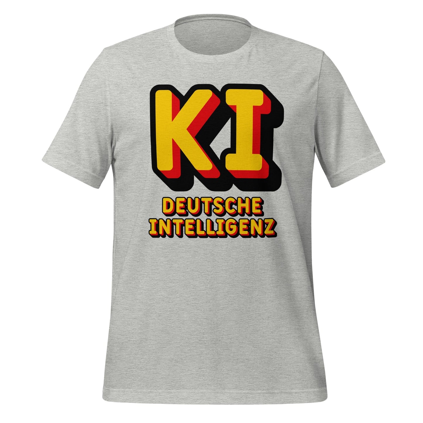 Product mockup photo of the KI Deutsche Intelligenz T Shirt (unisex) Athletic Heather / M.
