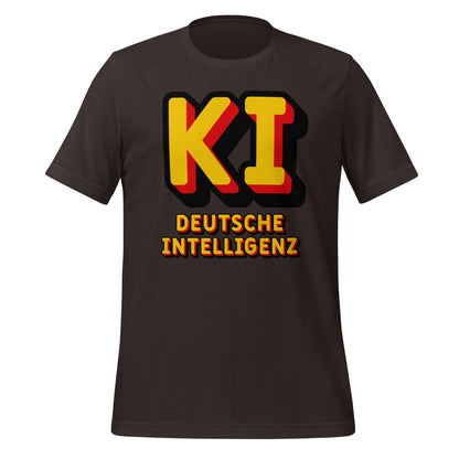 Product mockup photo of the KI Deutsche Intelligenz T Shirt (unisex) Brown / M.