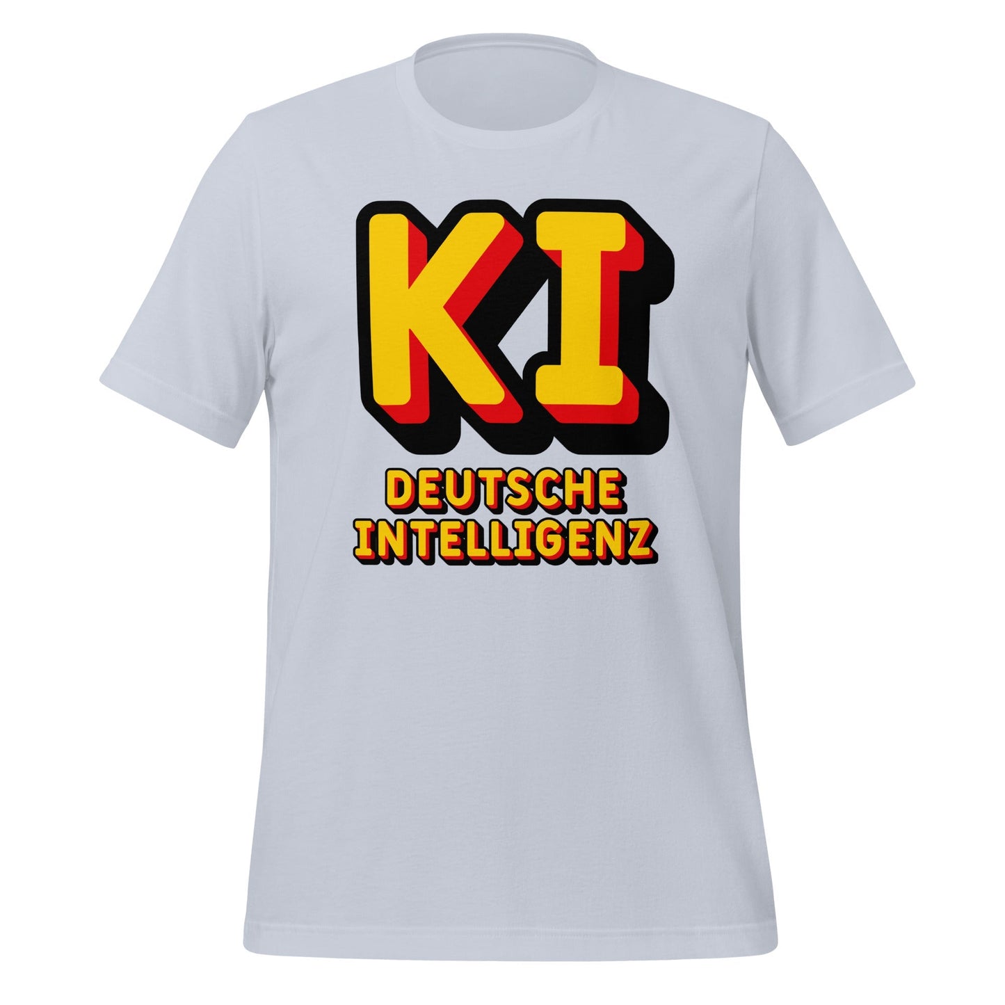 Product mockup photo of the KI Deutsche Intelligenz T Shirt (unisex) Light Blue / M.