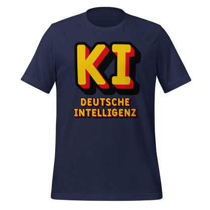 Product mockup photo of the KI Deutsche Intelligenz T Shirt (unisex) Navy / M.