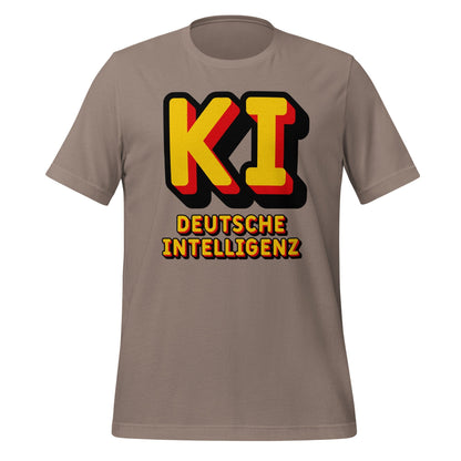 Product mockup photo of the KI Deutsche Intelligenz T Shirt (unisex) Pebble / M.