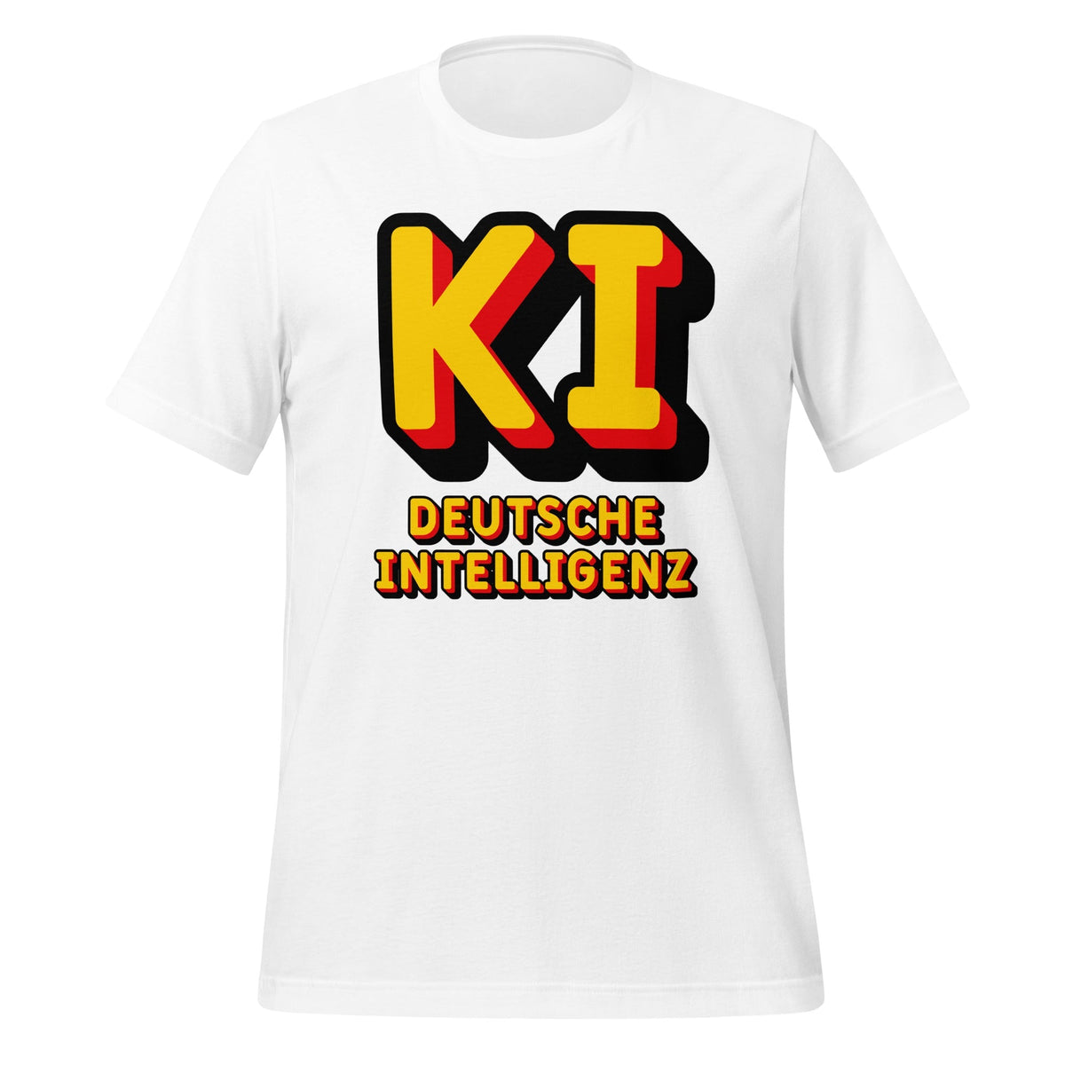 Product mockup photo of the KI Deutsche Intelligenz T Shirt (unisex) White / M.