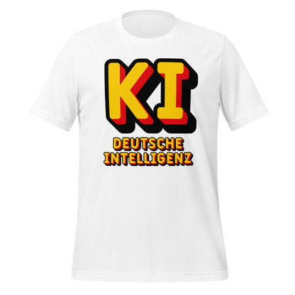 Product mockup photo of the KI Deutsche Intelligenz T Shirt (unisex) White / M.