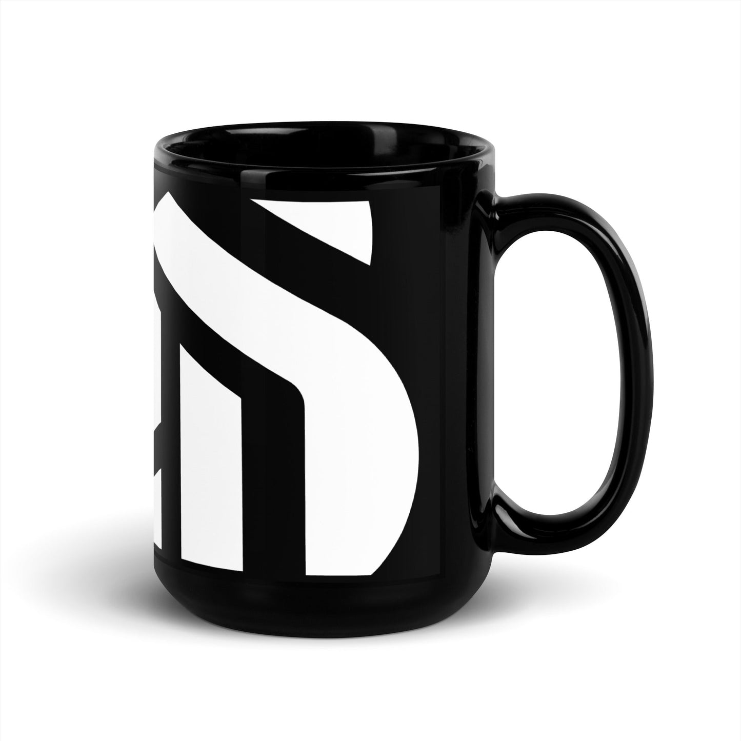 Image of the Large Logo Black Glossy Mug.