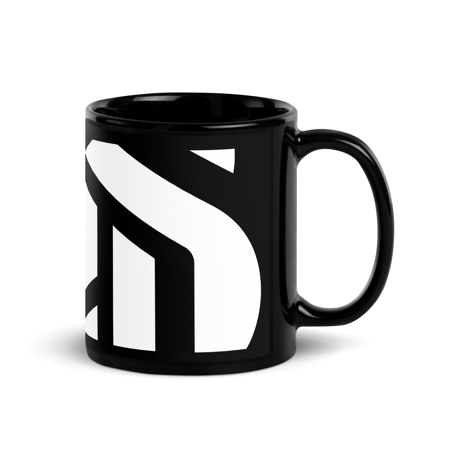 Image of the Large Logo Black Glossy Mug.