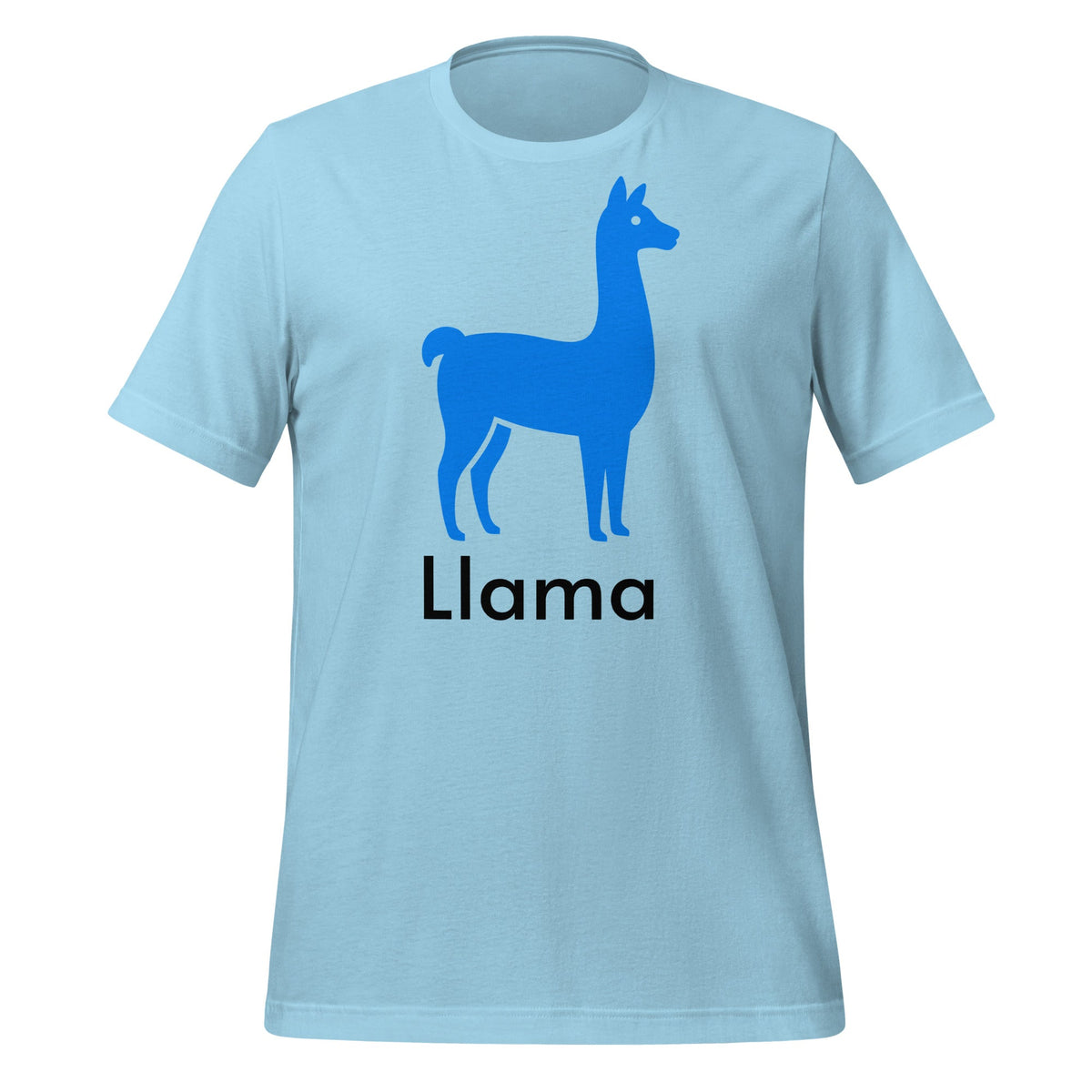 Product mockup photo of the Llama T Shirt 2 (unisex) Ocean Blue / M.