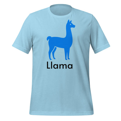 Product mockup photo of the Llama T Shirt 2 (unisex) Ocean Blue / M.